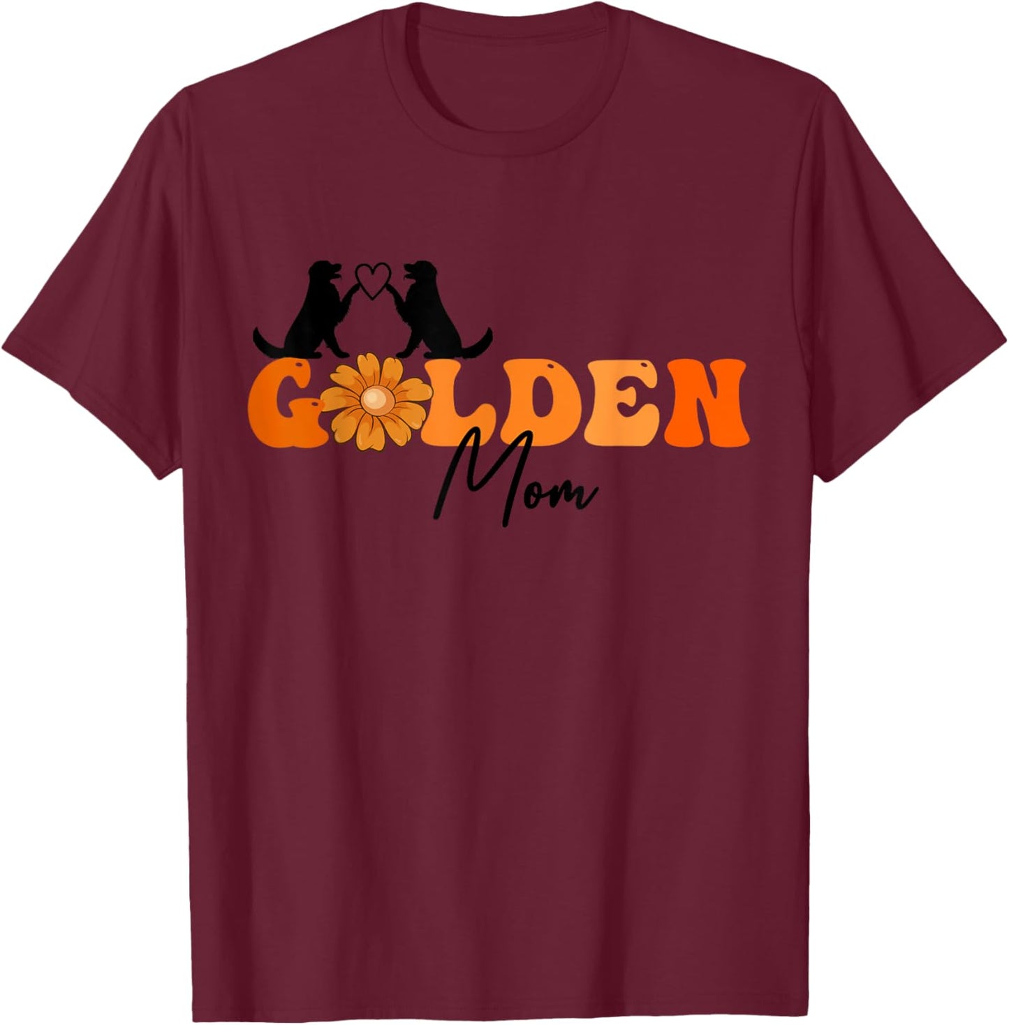 Flower Mama Golden Retriever Cute Mother's Day Golden Mom T-Shirt - T-Shirt | Maroon