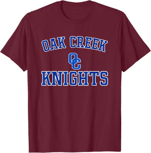 Oak Creek Knights Logo Varsity HS T-Shirt - T-Shirt | Maroon