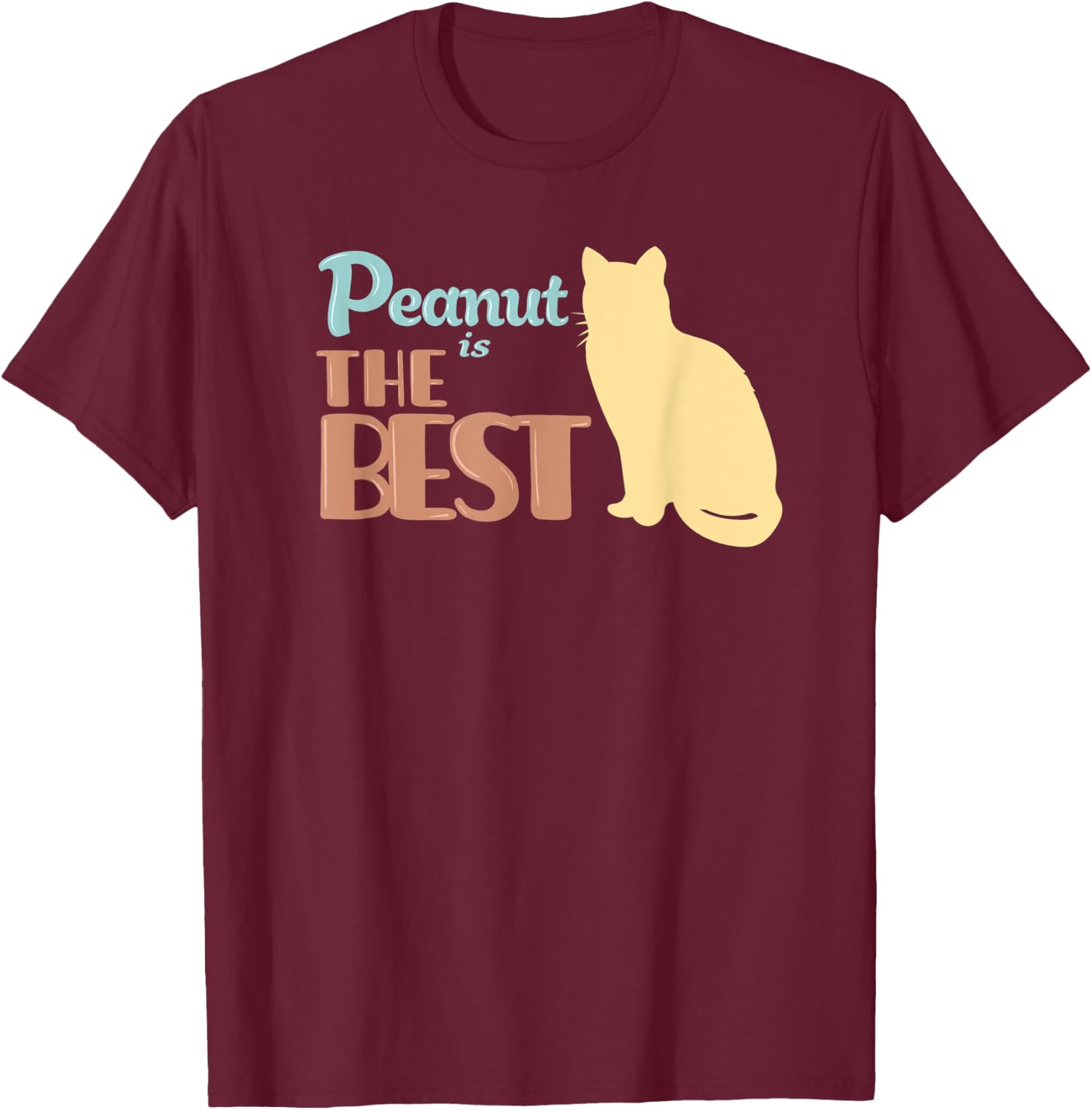Peanut Cat Name Peanut Kitty Gift Women Kids T-Shirt - T-Shirt | Maroon