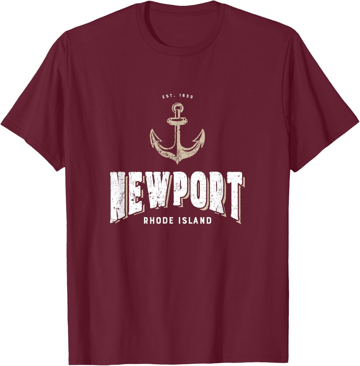 Newport Rhode Island Retro Vintage sailing T-Shirt - T-Shirt | Maroon