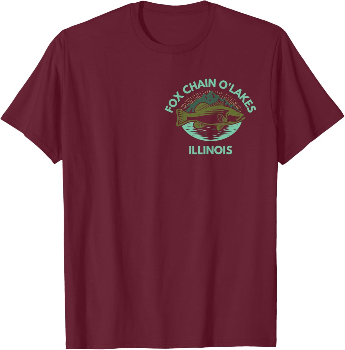 FOX CHAIN O Lakes Illinois Trip Family Fishing Lake Camping T-Shirt - T-Shirt | Maroon