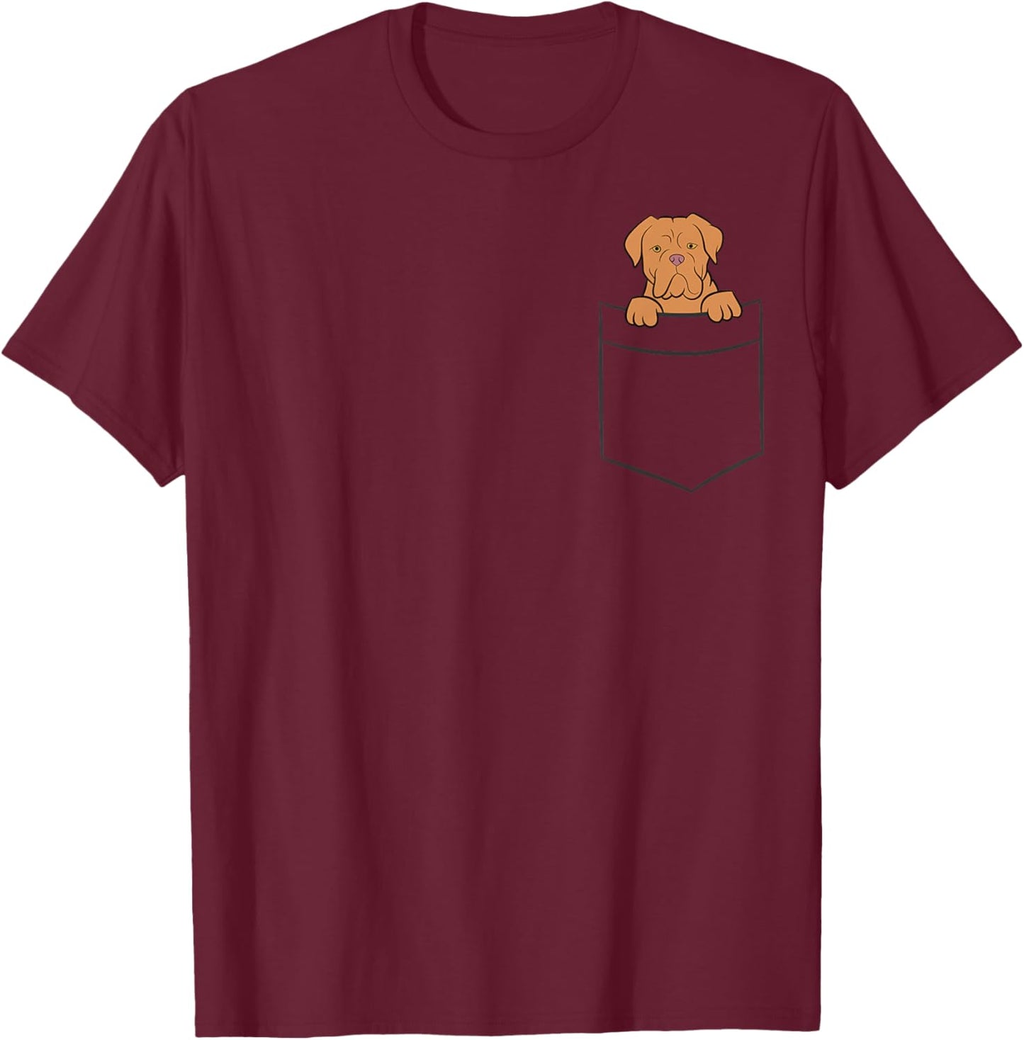 Dogue De Bordeaux Dog In Pocket Funny Dogue De Bordeaux T-Shirt - T-Shirt | Maroon