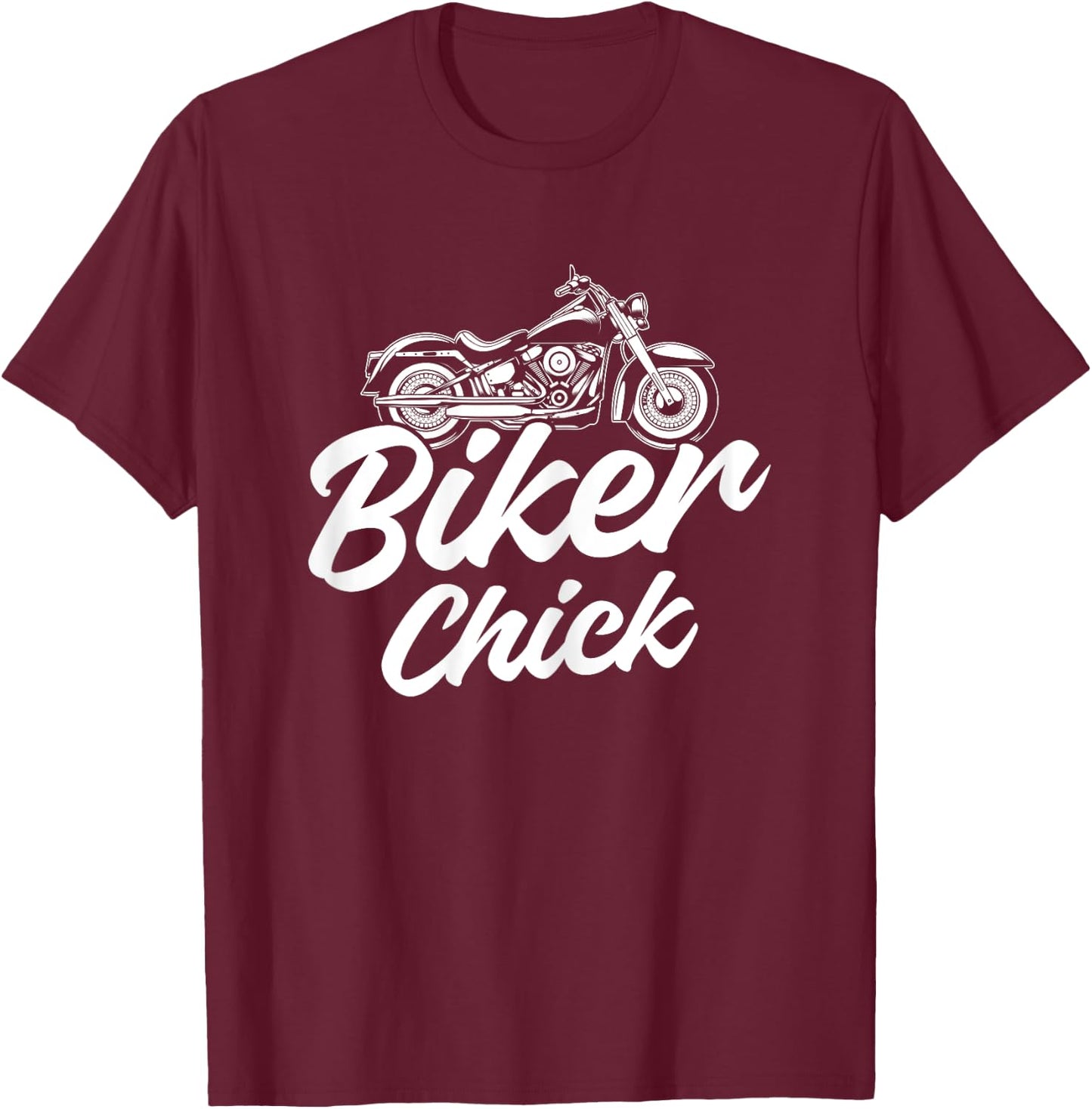 Motorcycle Funny Girls Chopper Race Biker Chick T-Shirt - T-Shirt | Maroon