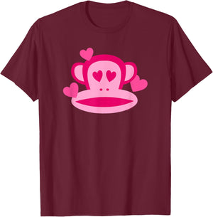 Paul Frank Adult Valentine's Day , Small, Grey, Short Sleeve, Classic Fit, Julius the Monkey Logo T-Shirt - T-Shirt | Maroon