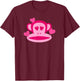 Paul Frank Adult Valentine's Day , Small, Grey, Short Sleeve, Classic Fit, Julius the Monkey Logo T-Shirt - T-Shirt | Maroon