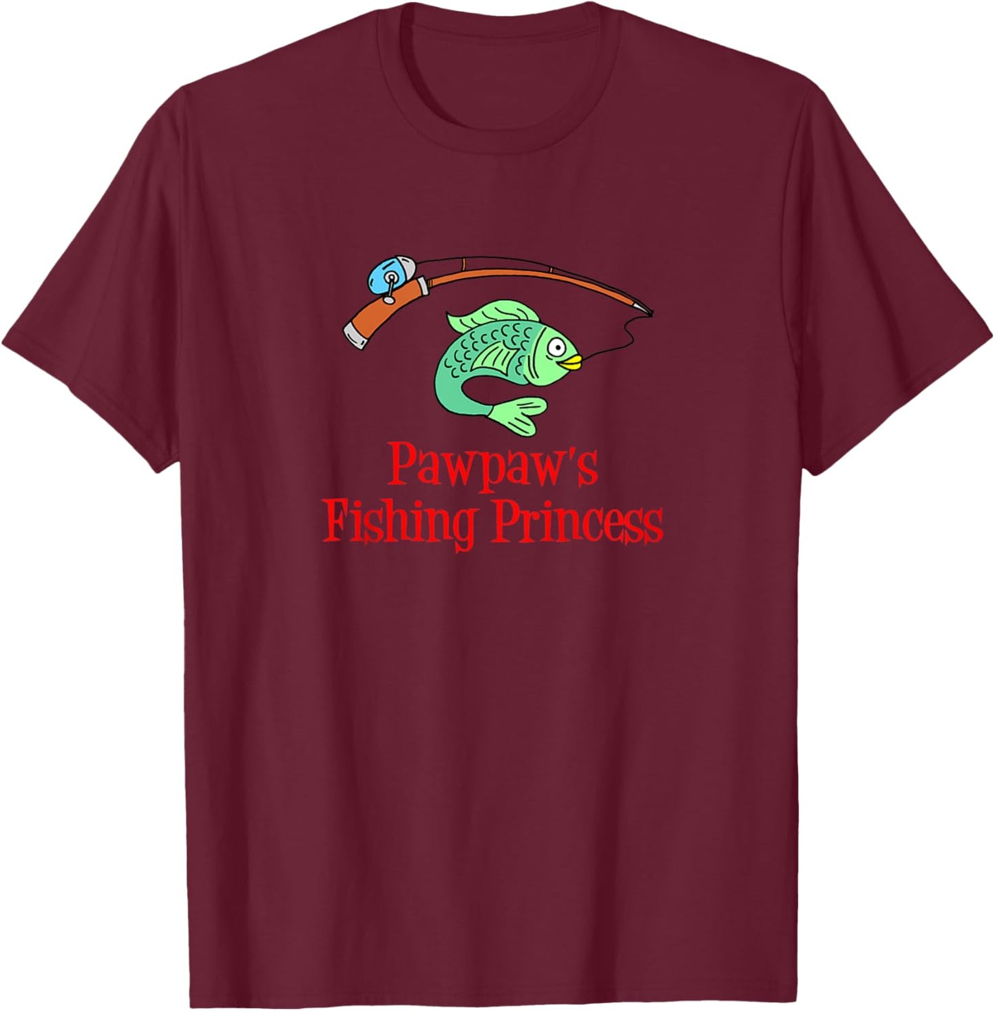 Kids Pawpaw's Fishing Princess Granddaughter Fish T-Shirt - T-Shirt | Maroon