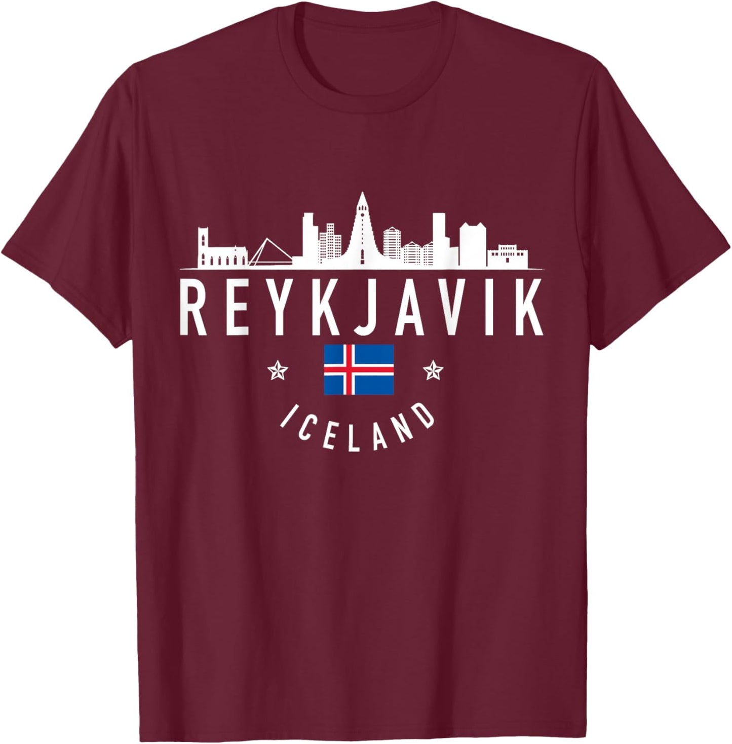 Reykjavik Iceland Skyline Flag Pride Souvenir T-Shirt - T-Shirt | Maroon