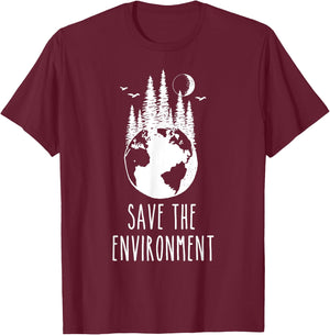 Save The Environment Earth Day Nature Wildlife Conservancy T-Shirt - T-Shirt | Maroon