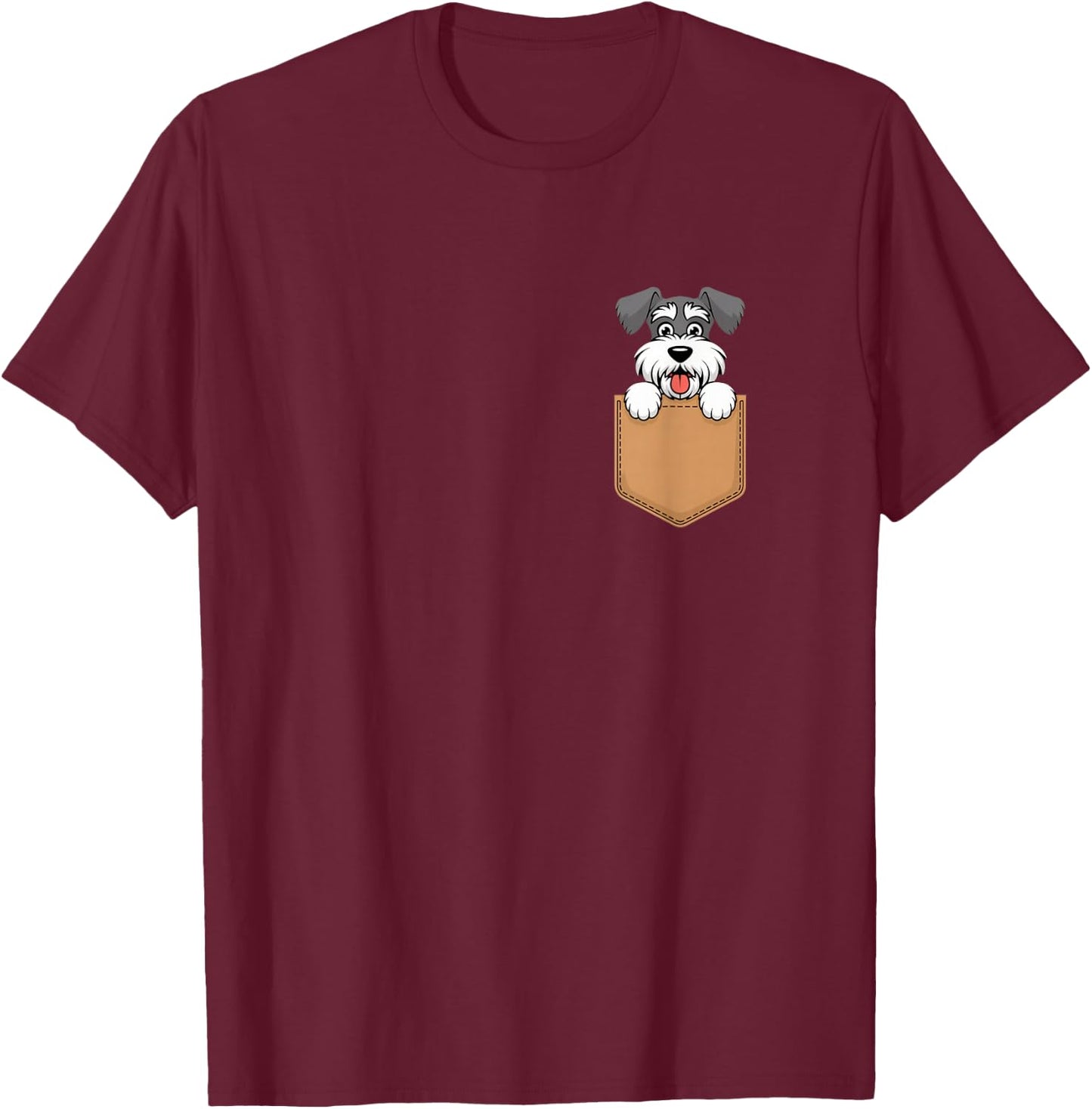 Miniature Schnauzers In Pocket Dog Owner Cute Puppy Lover T-Shirt - T-Shirt | Maroon