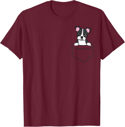 Boston Terrier in The Bag Cute Bag Boston Terrier T-Shirt - T-Shirt | Maroon