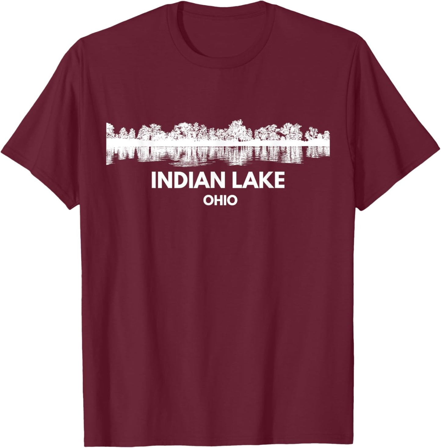 INDIAN Lake OHIO Trip Funny Summer Fishing Camping Crew 2025 Men Women Kids T-Shirt - T-Shirt | Maroon