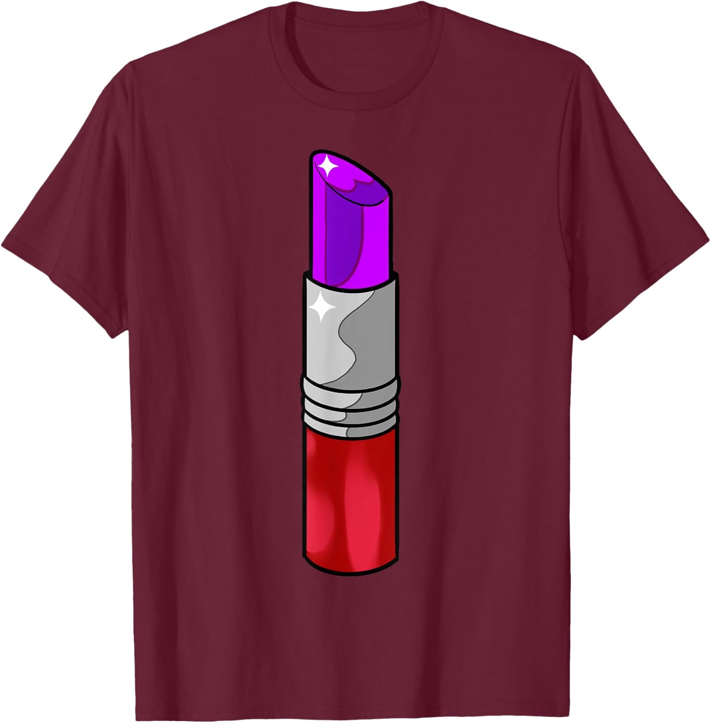Vintage 70s Retro Purple Lipstick T-Shirt - T-Shirt | Maroon