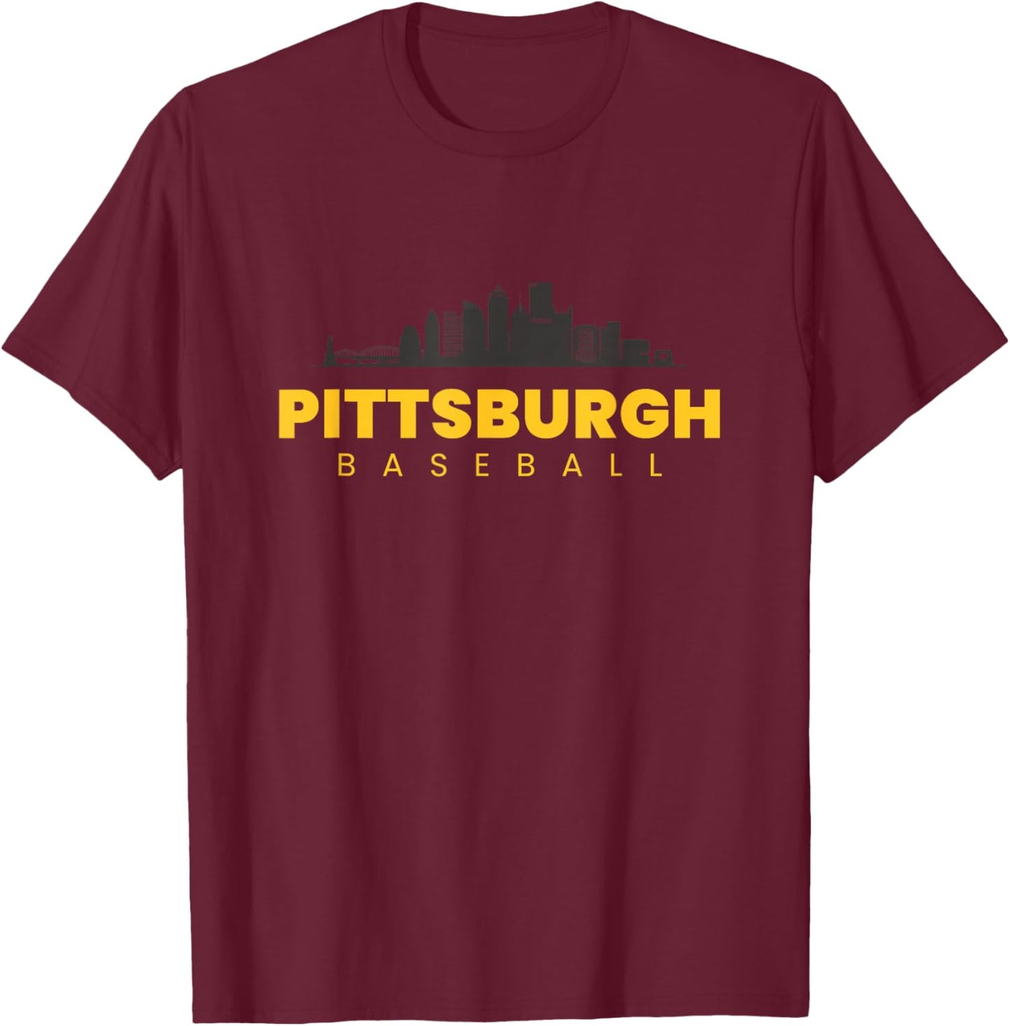 Pittsburgh Baseball Vintage City Skyline Baseball Lover T-Shirt - T-Shirt | Maroon