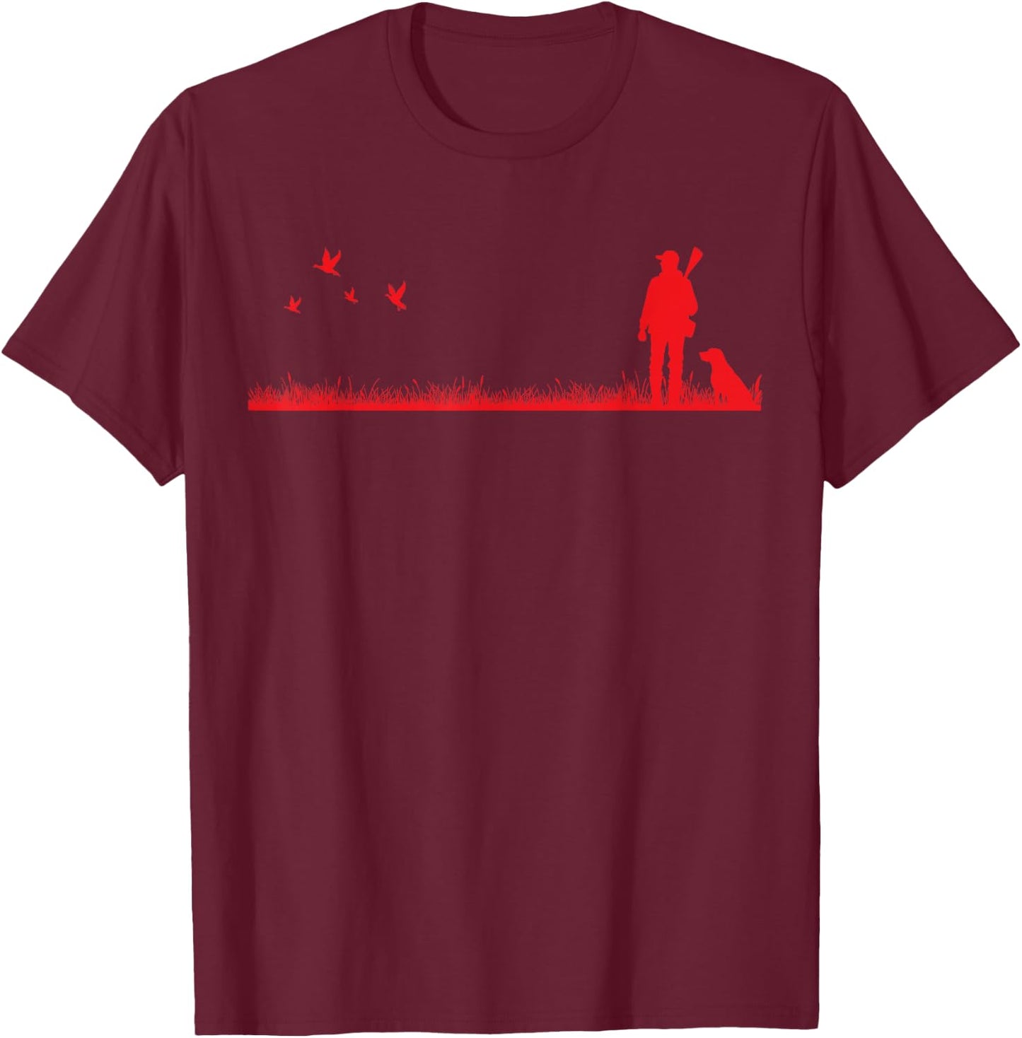Upland Game Bird Chukar Pheasant Hunting Dog T-Shirt - T-Shirt | Maroon