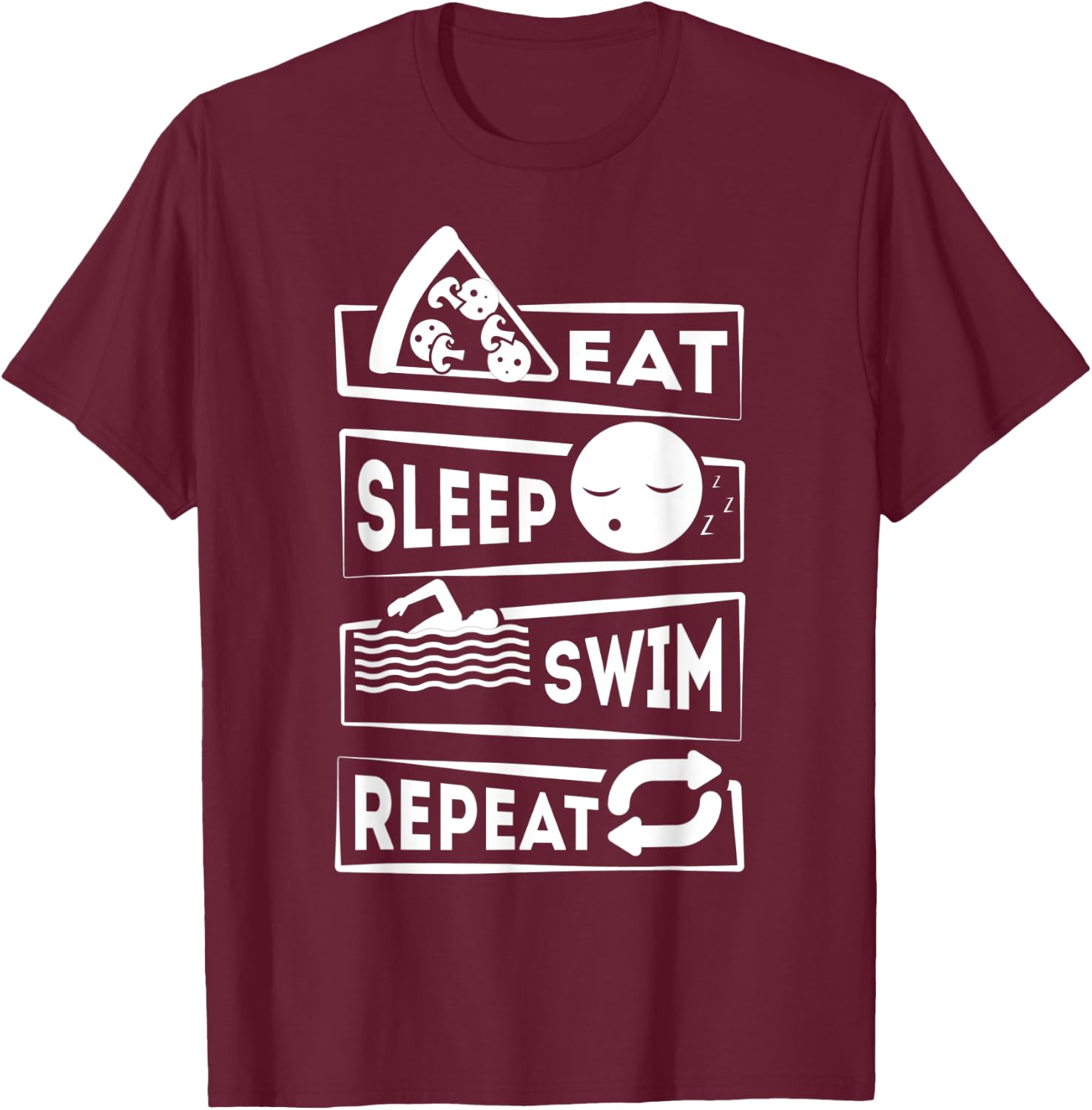 Eat Sleep Swim Repeat Swimming T-Shirt - T-Shirt | Maroon