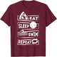 Eat Sleep Swim Repeat Swimming T-Shirt - T-Shirt | Maroon