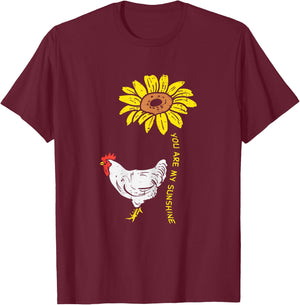 Sunshine Sunflower Chicken Farm Animal Farming Farmer Gift T-Shirt - T-Shirt | Maroon