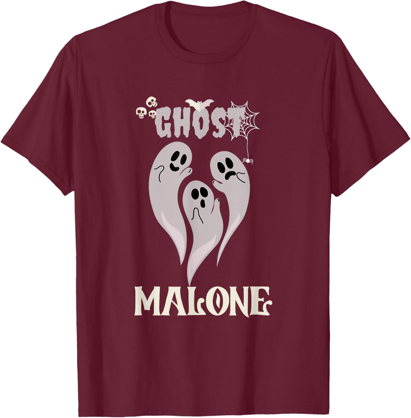 Funny Halloween Spooky Season Fall Season Cute Ghost Malone T-Shirt - T-Shirt | Maroon