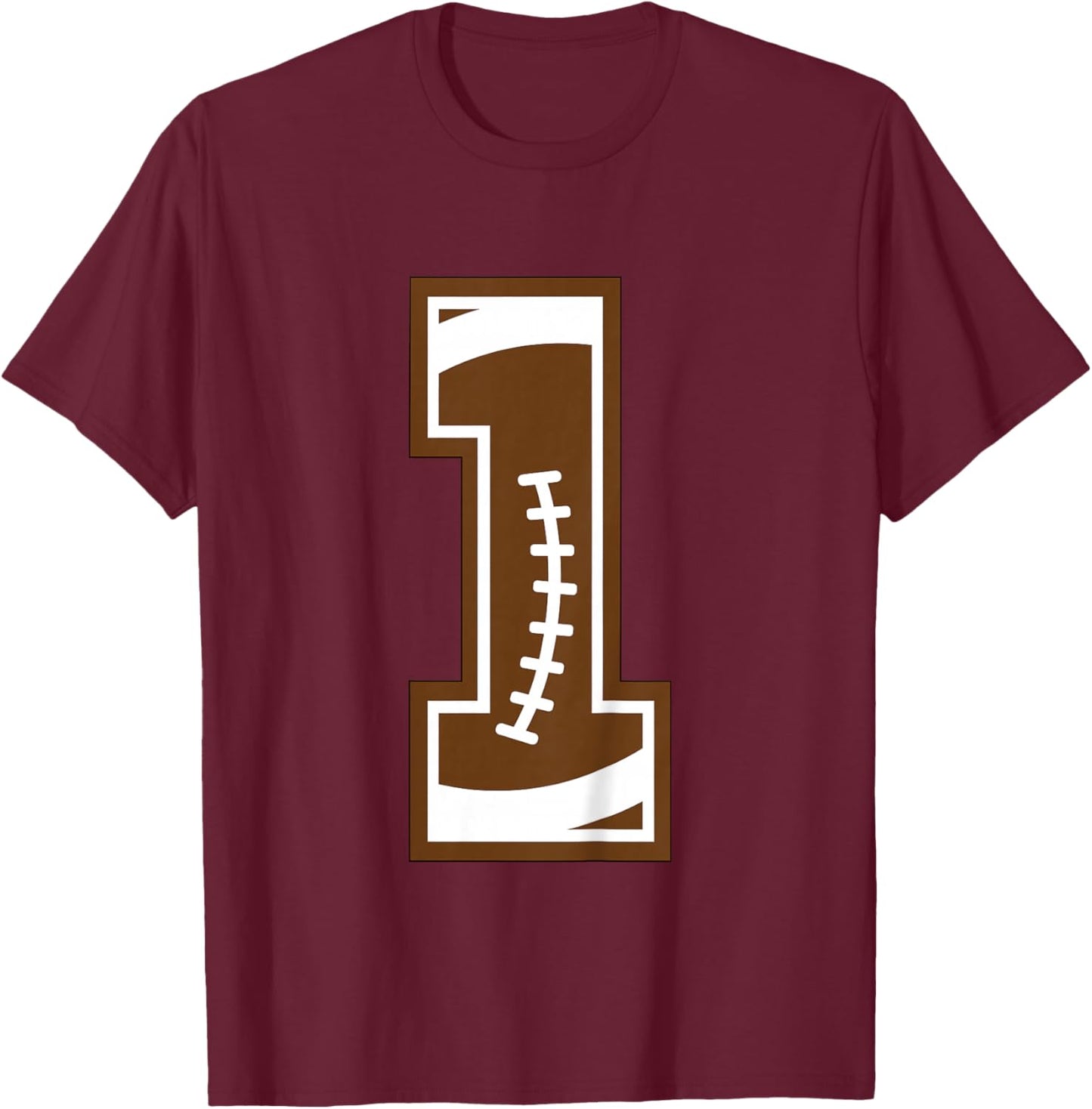 Kids 1st Birthday Party Football Boy One Year Old Football Player T-Shirt - T-Shirt | Maroon
