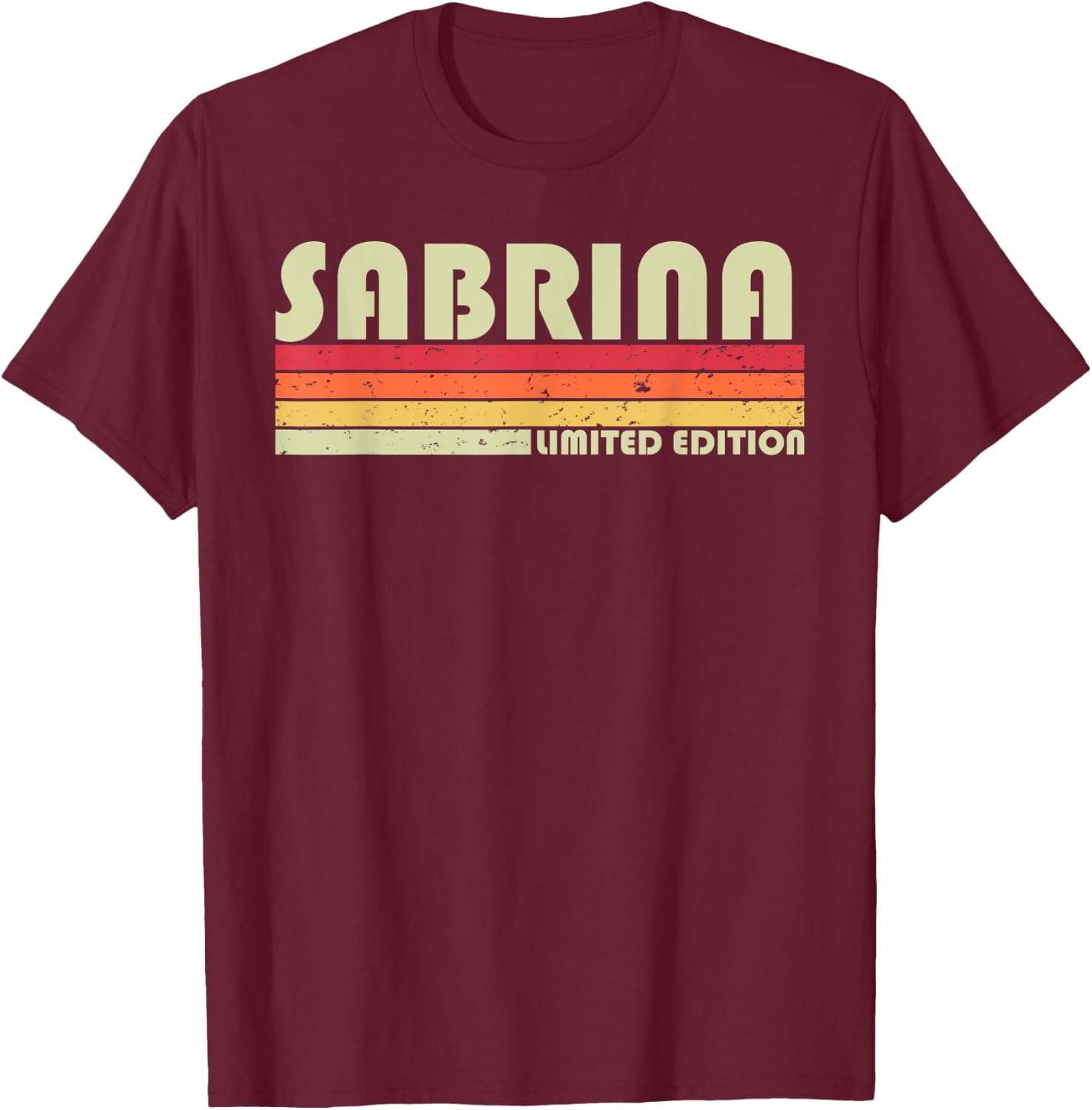 SABRINA Gift Name Personalized Retro Vintage 80s Birthday T-Shirt - T-Shirt | Maroon