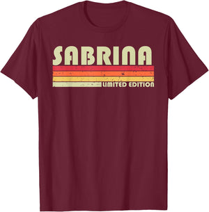 SABRINA Gift Name Personalized Retro Vintage 80s Birthday T-Shirt - T-Shirt | Maroon