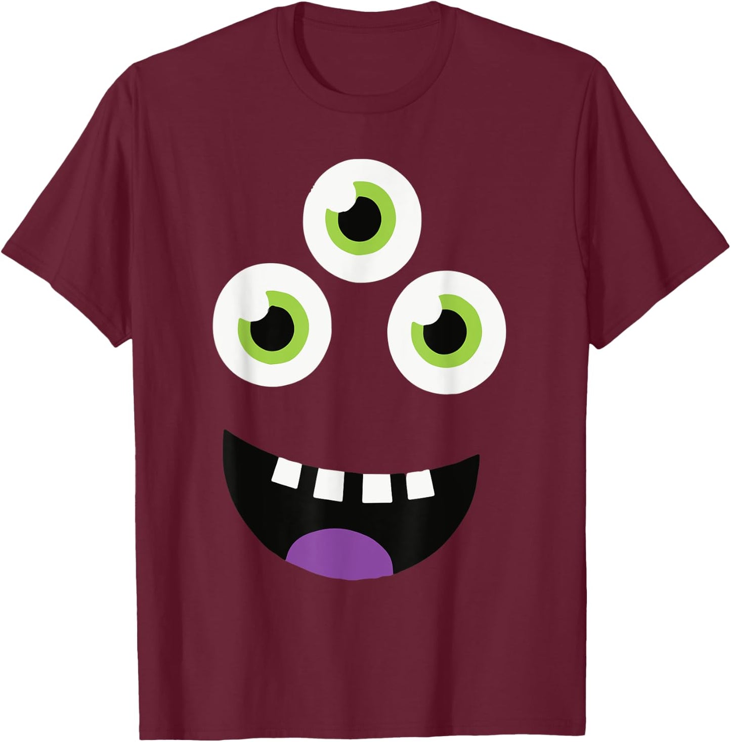 Cute Monster Face Halloween Group Costume Gift T-Shirt - T-Shirt | Maroon