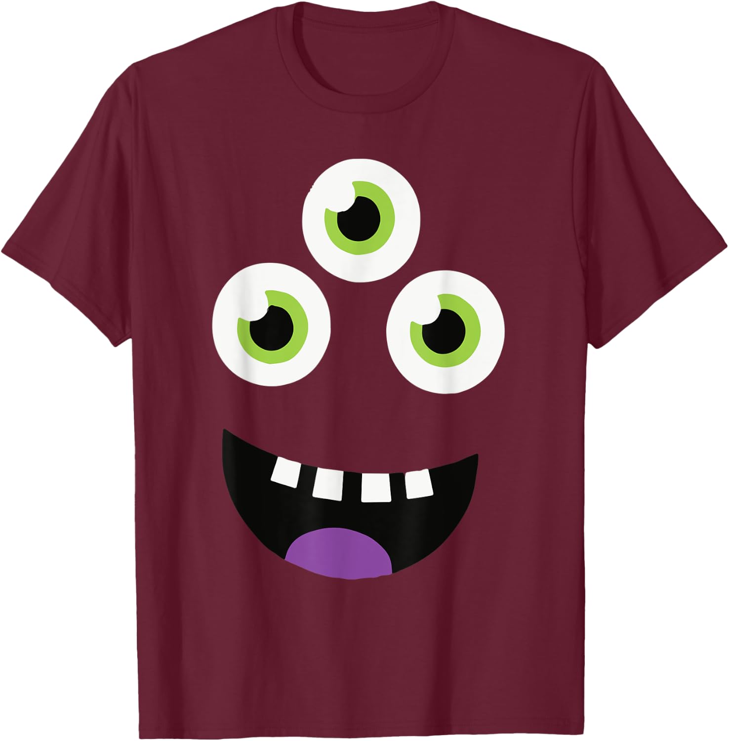 Cute Monster Face Halloween Group Costume Gift T-Shirt - T-Shirt | Maroon