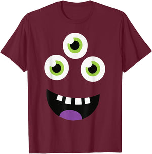 Cute Monster Face Halloween Group Costume Gift T-Shirt - T-Shirt | Maroon
