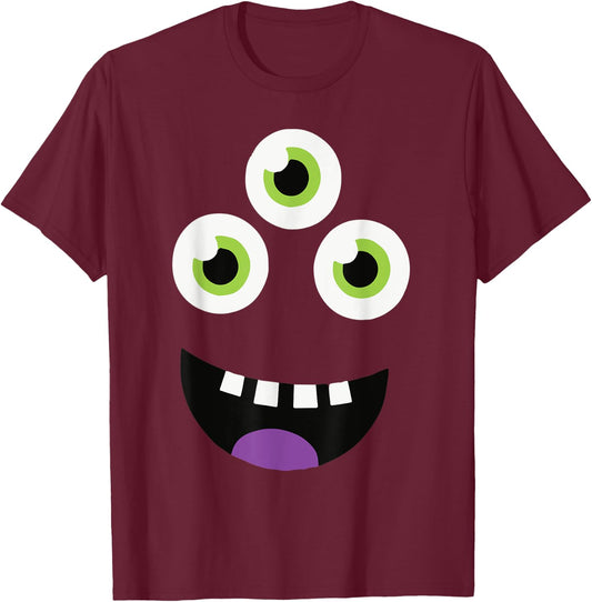 Cute Monster Face Halloween Group Costume Gift T-Shirt - T-Shirt | Maroon