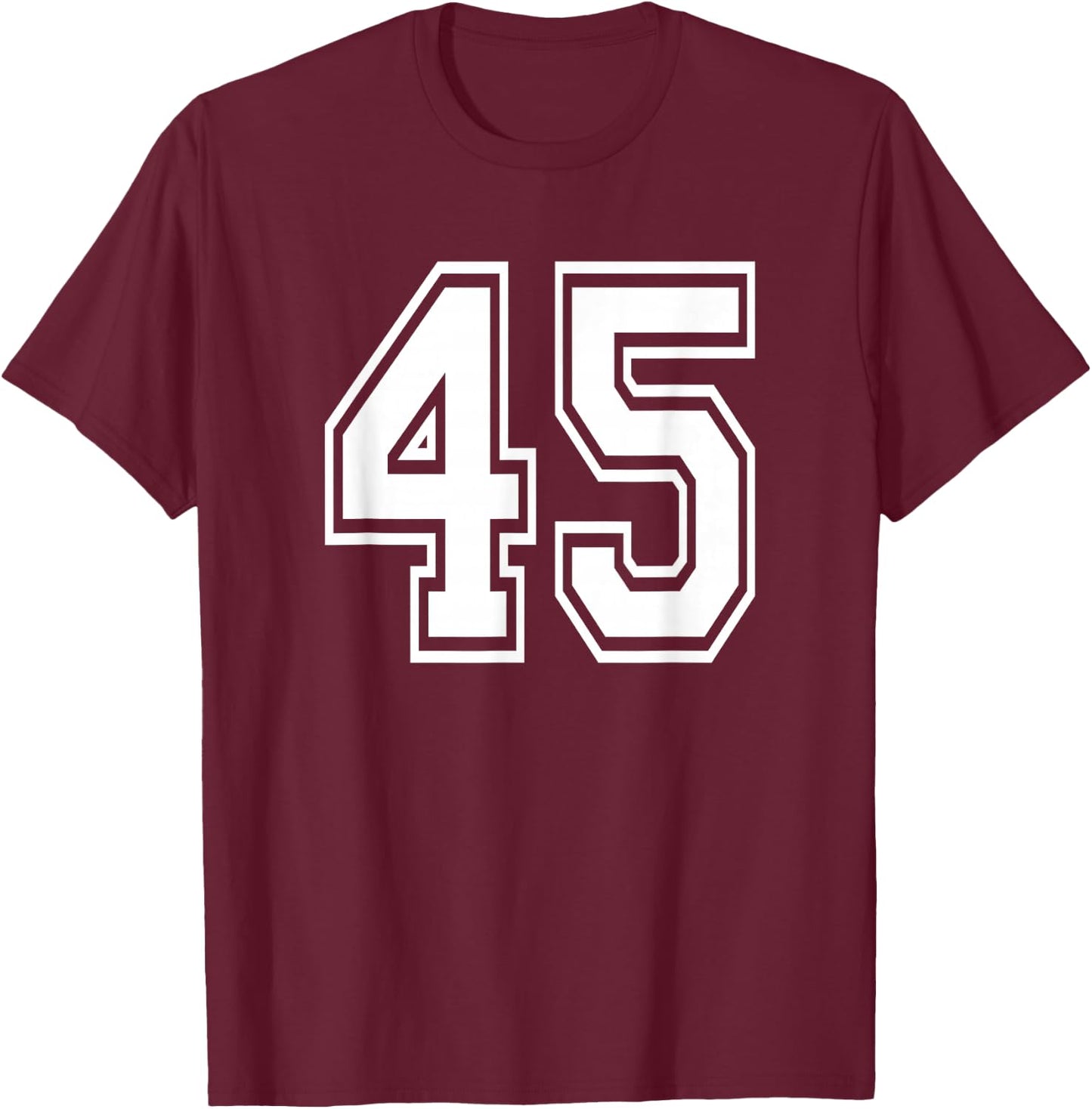 Number 45 45th Birthday Gift Player Team Numbered Jersey T-Shirt - T-Shirt | Maroon
