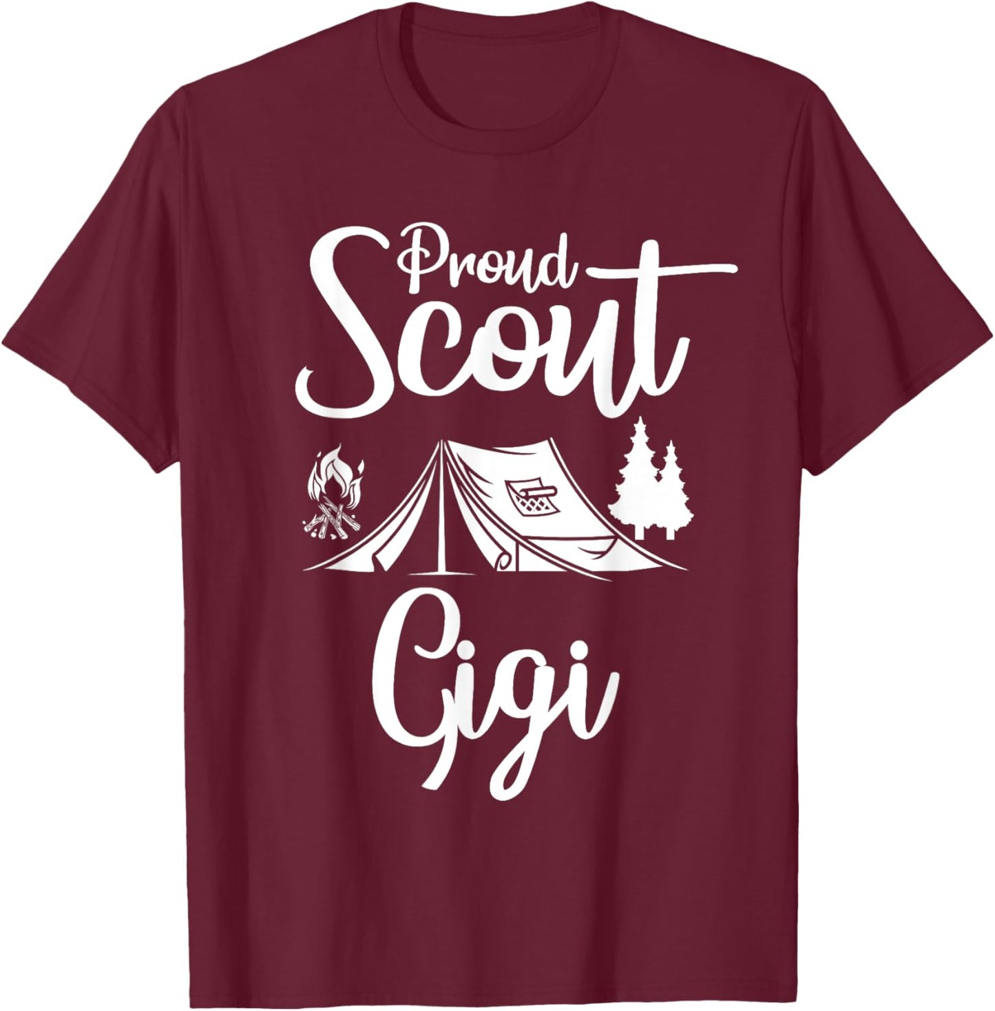 Proud Scout Gigi Camping Scouting Tent Scout Mom Leader T-Shirt - T-Shirt | Maroon
