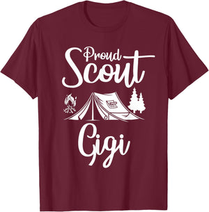 Proud Scout Gigi Camping Scouting Tent Scout Mom Leader T-Shirt - T-Shirt | Maroon