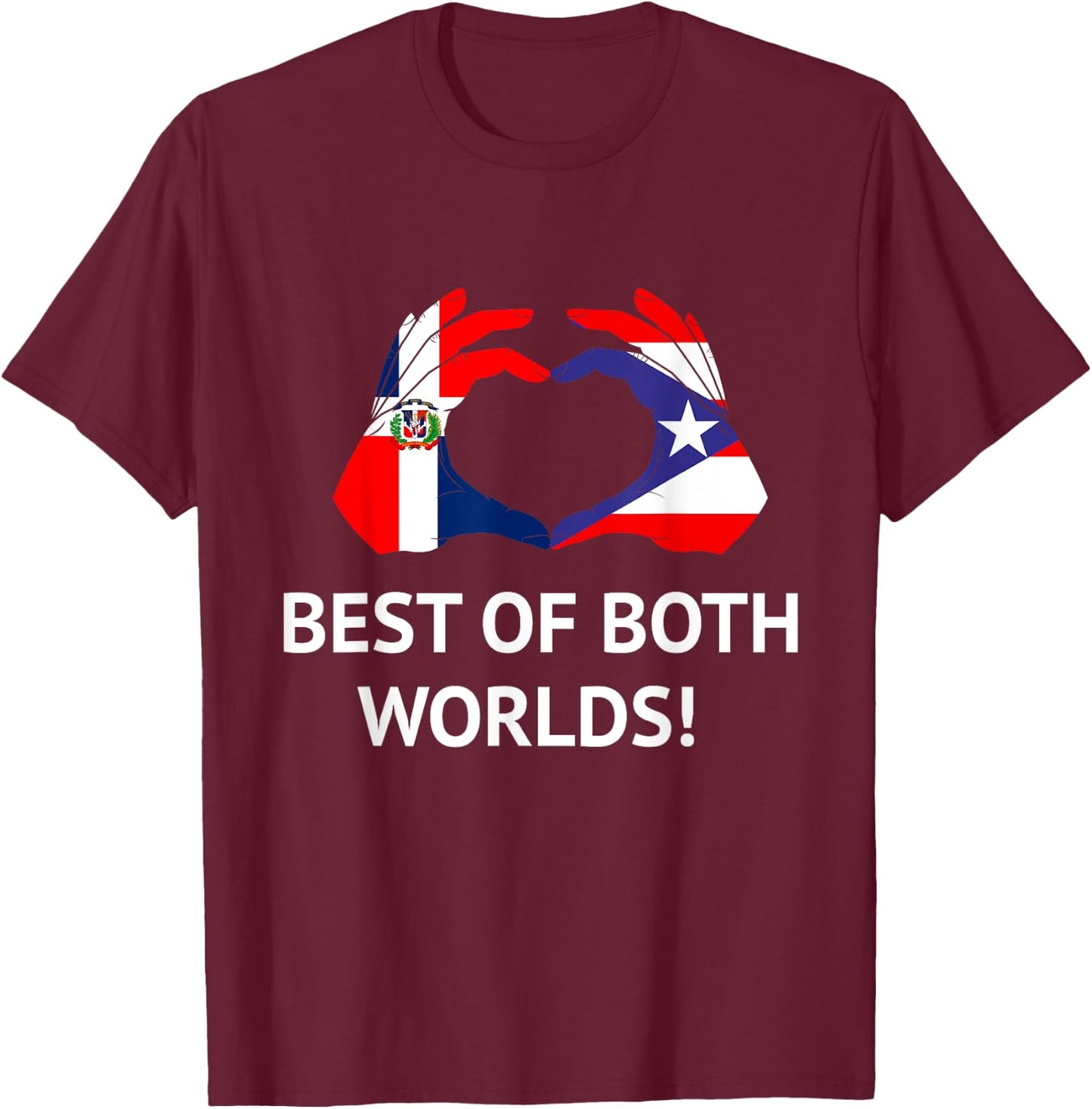 Half Puerto Rican Half Dominican Flag Boris Domis PR RD T-Shirt - T-Shirt | Maroon