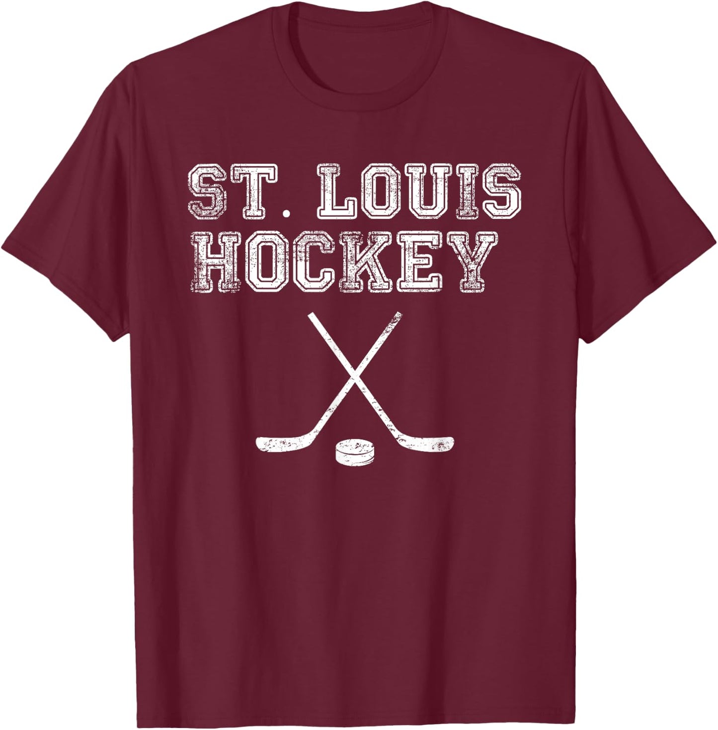 Vintage St. Louis Ice Hockey Sticks State Outile STL T-Shirt - T-Shirt | Maroon