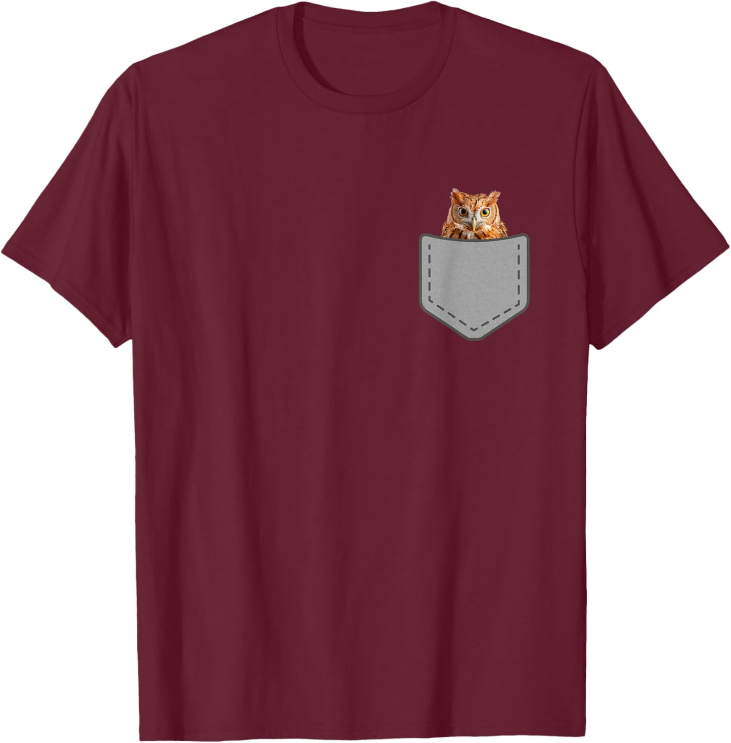 Funny Eastern Screech Owl In Your Pocket Animal T-Shirt - T-Shirt | Maroon