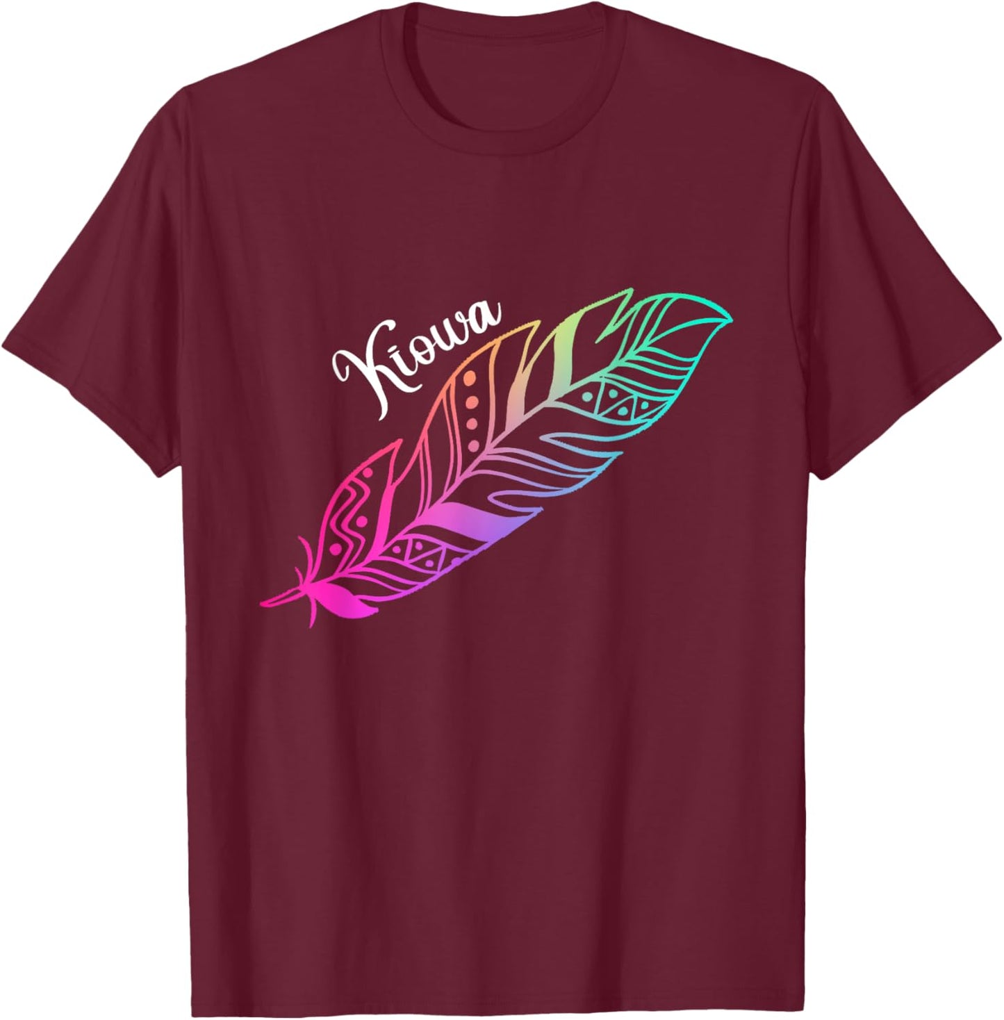 Indigenous Feather Native American Kiowa Tribe T-Shirt - T-Shirt | Maroon