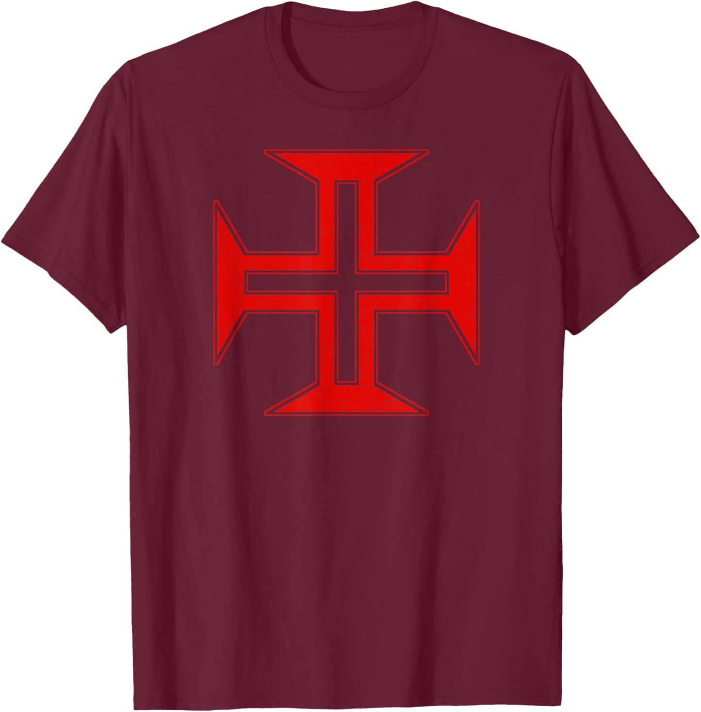 Portuguese Cross Order of Christ Cross Portugal T-Shirt - T-Shirt | Maroon