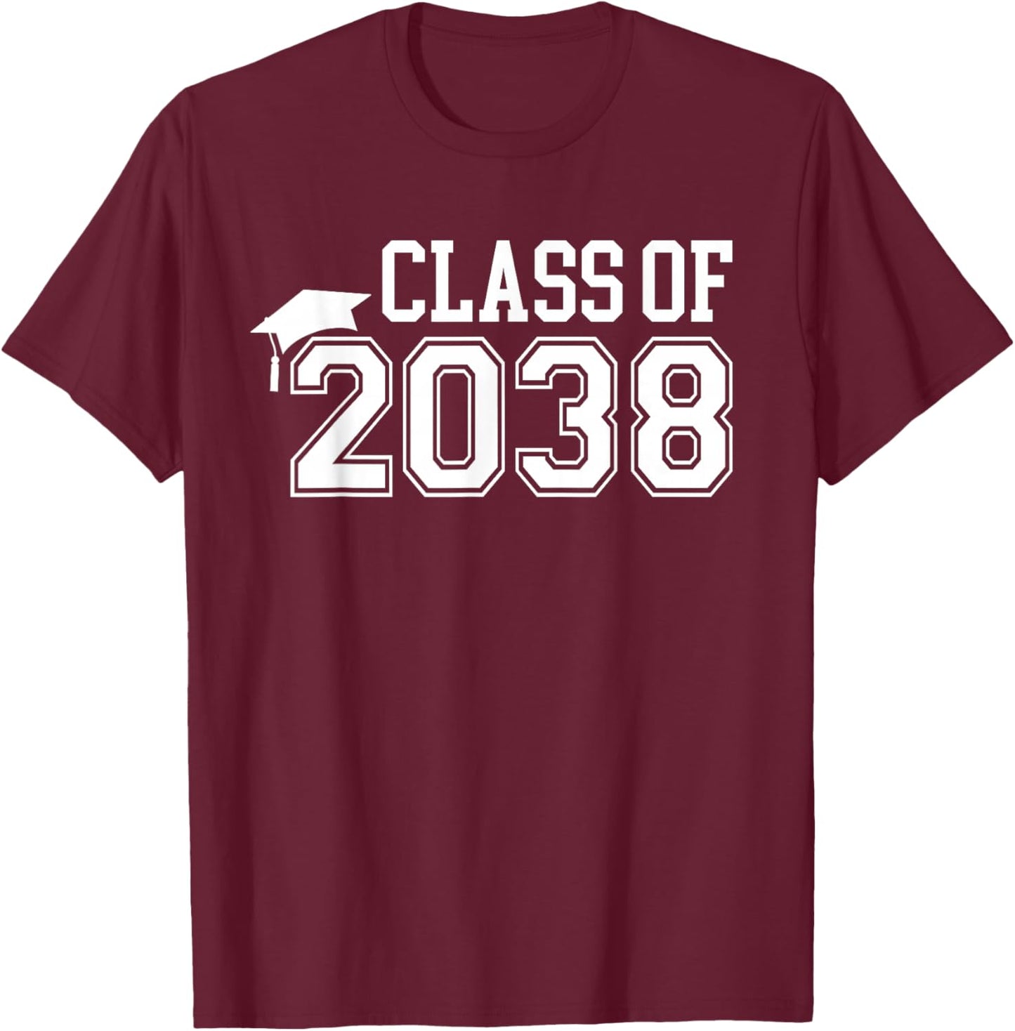 Kindergarten Class of 2038 First Day School Graduation T-Shirt - T-Shirt | Maroon