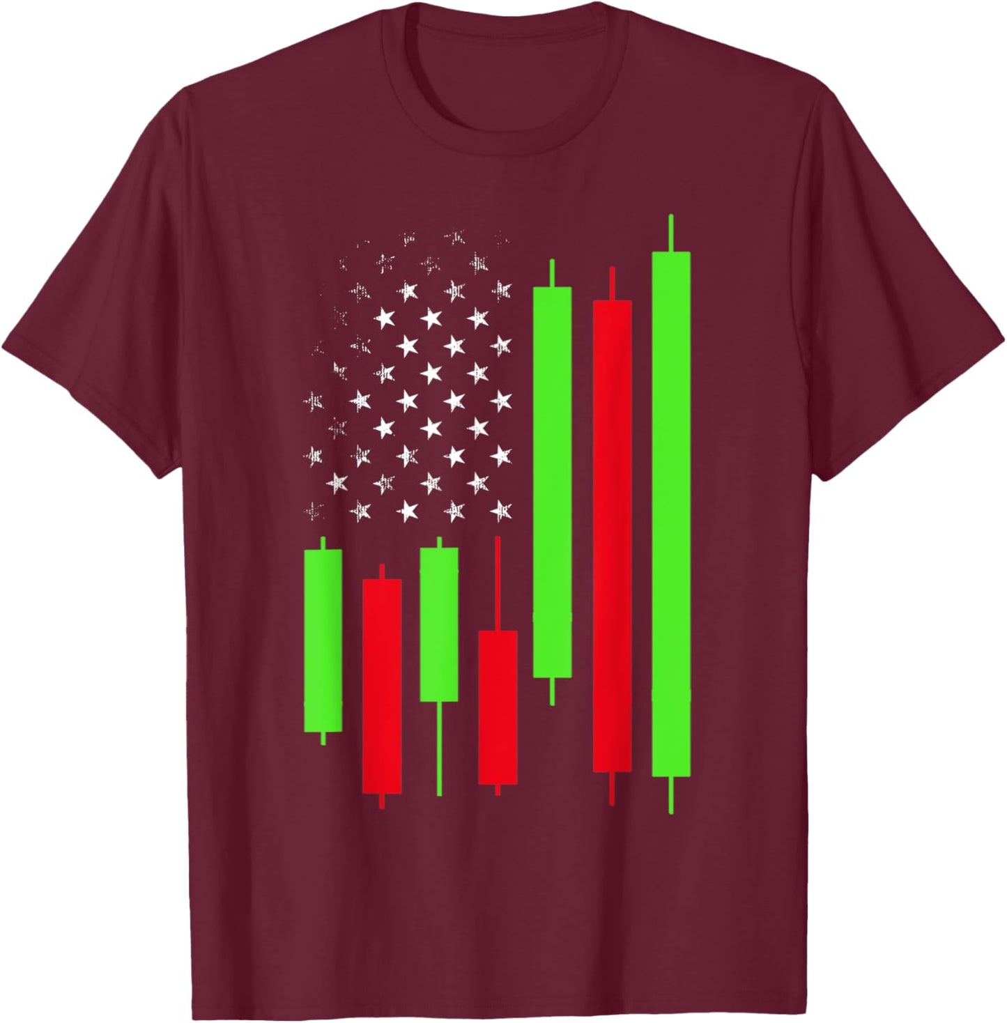 Stock Trader USA Flag Stock Market Day Trading T-Shirt - T-Shirt | Maroon