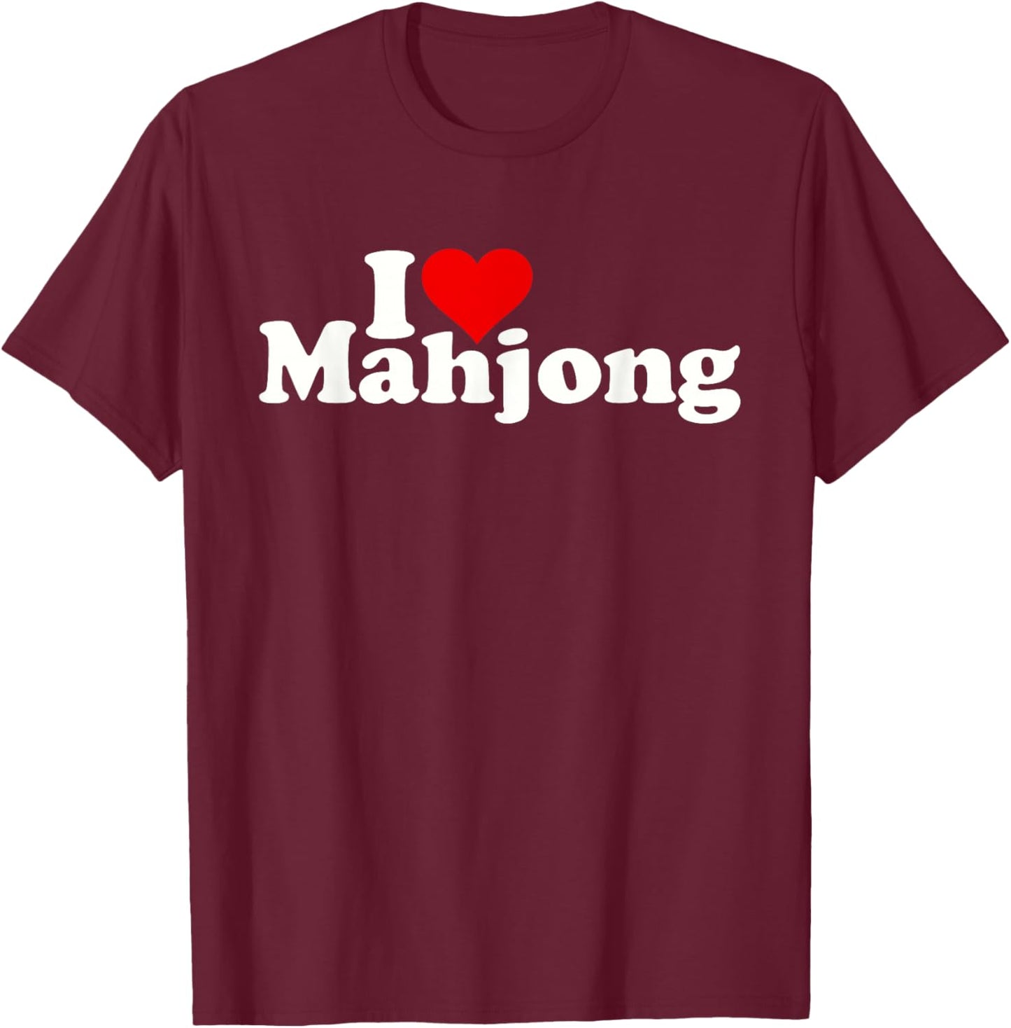 I Love Heart Mahjong Mah-jongg T-Shirt - T-Shirt | Maroon