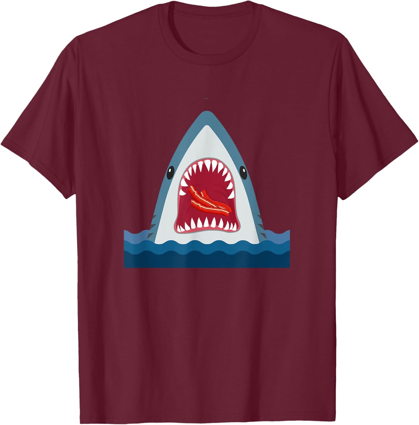 Shark Design Shark Food Bacon Food Lover Gift T-Shirt - T-Shirt | Maroon