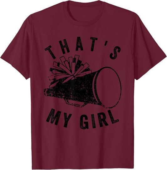 Retro That's My Girl Cheer Mom Cheer Leading Girl Game Day T-Shirt - T-Shirt | Maroon