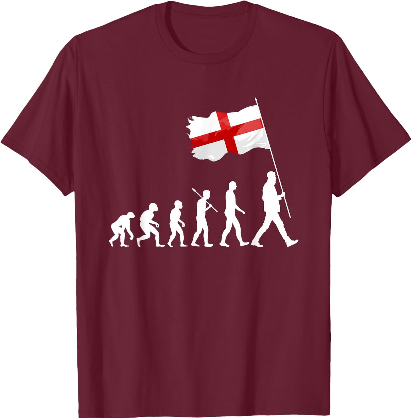 Evolution England Flag English Saint George's Day Patriotic T-Shirt - T-Shirt | Maroon
