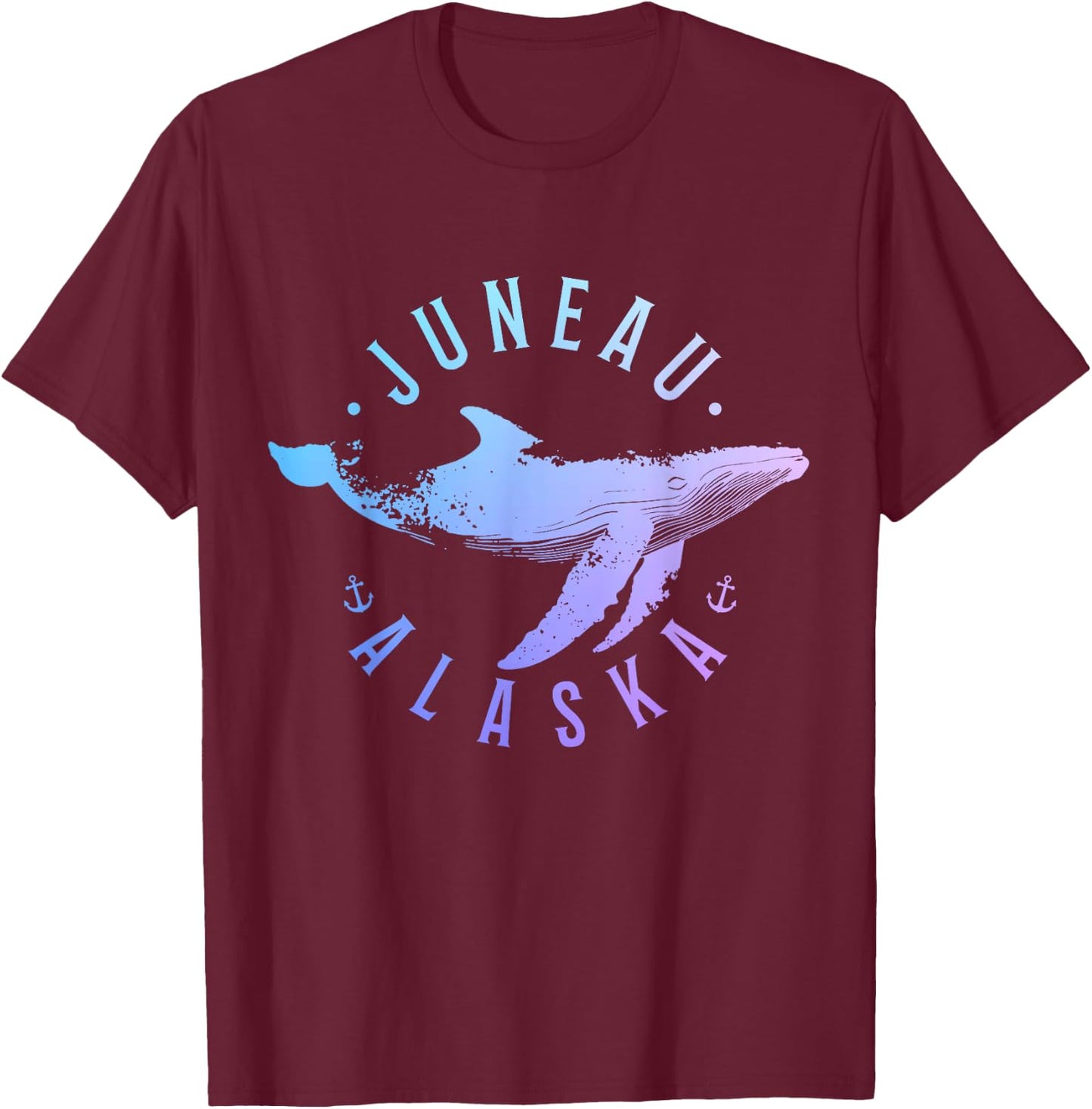 Juneau Alaska Souvenir Whale Ocean Nautical T-Shirt - T-Shirt | Maroon