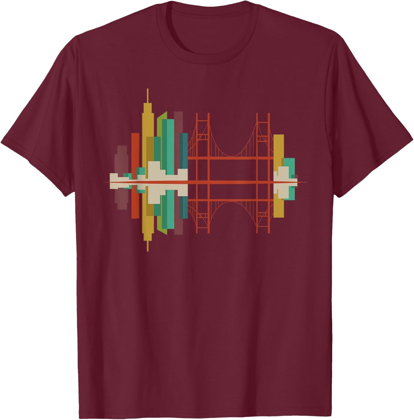 San Francisco Skyline Abstract SF Skyline t Shirt T-Shirt - T-Shirt | Maroon