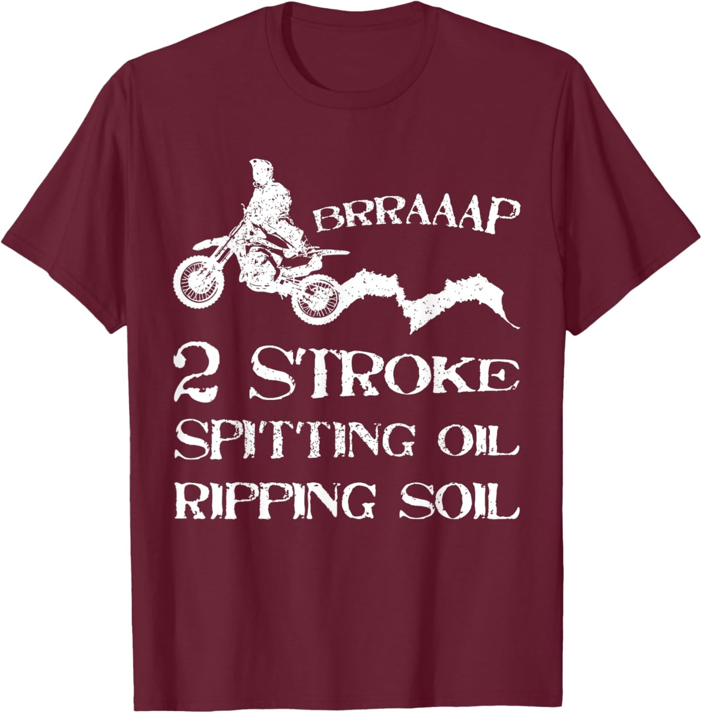 Dirt Bike 2 Stroke Motorcycle Rider Motocross Off-Road Biker T-Shirt - T-Shirt | Maroon