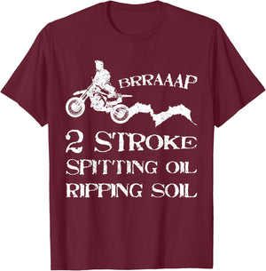 Dirt Bike 2 Stroke Motorcycle Rider Motocross Off-Road Biker T-Shirt - T-Shirt | Maroon