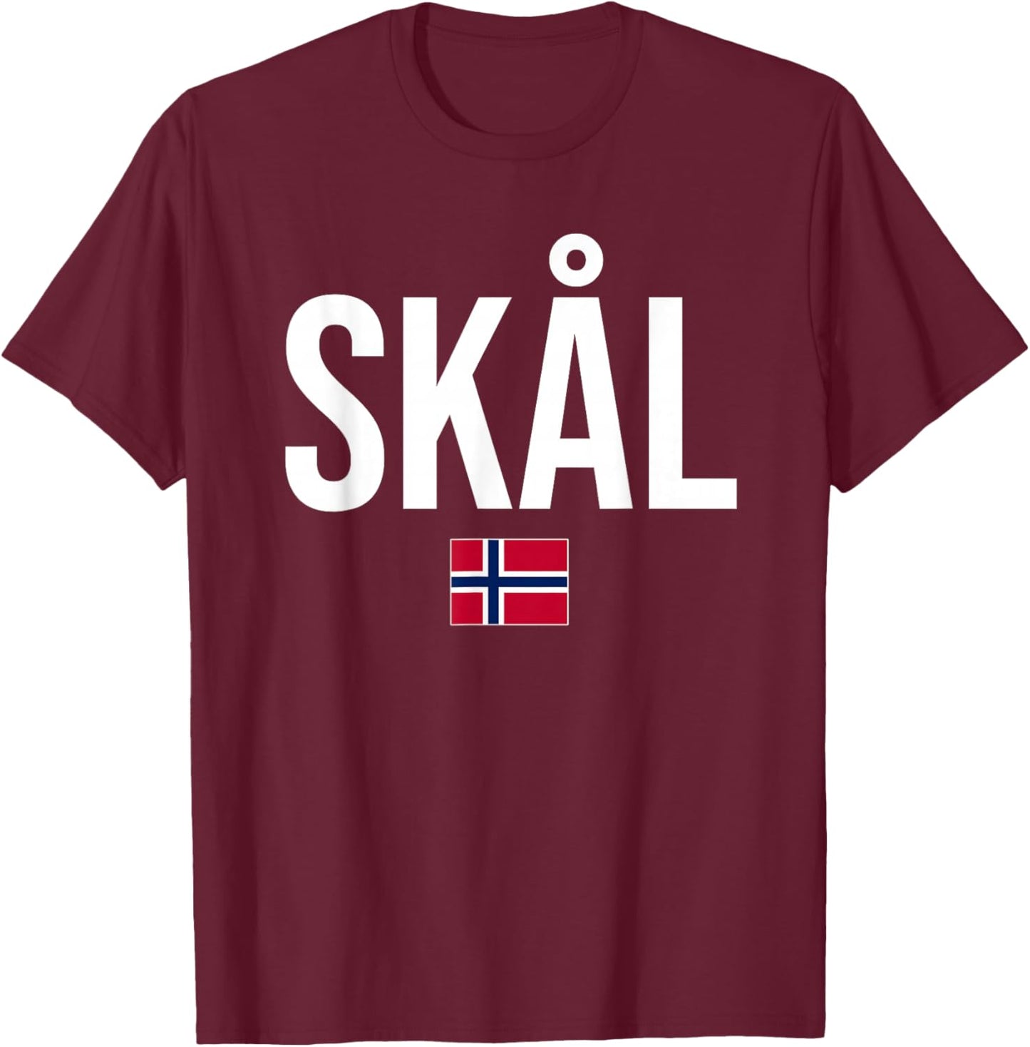 Norwegian Phrases and Sayings Gift Store Cheers in Norwegian Norway - -Adults, Black, Small, Short Sleeve, Modern, Lightweight, Cotton, Polyester T-Shirt - T-Shirt | Maroon