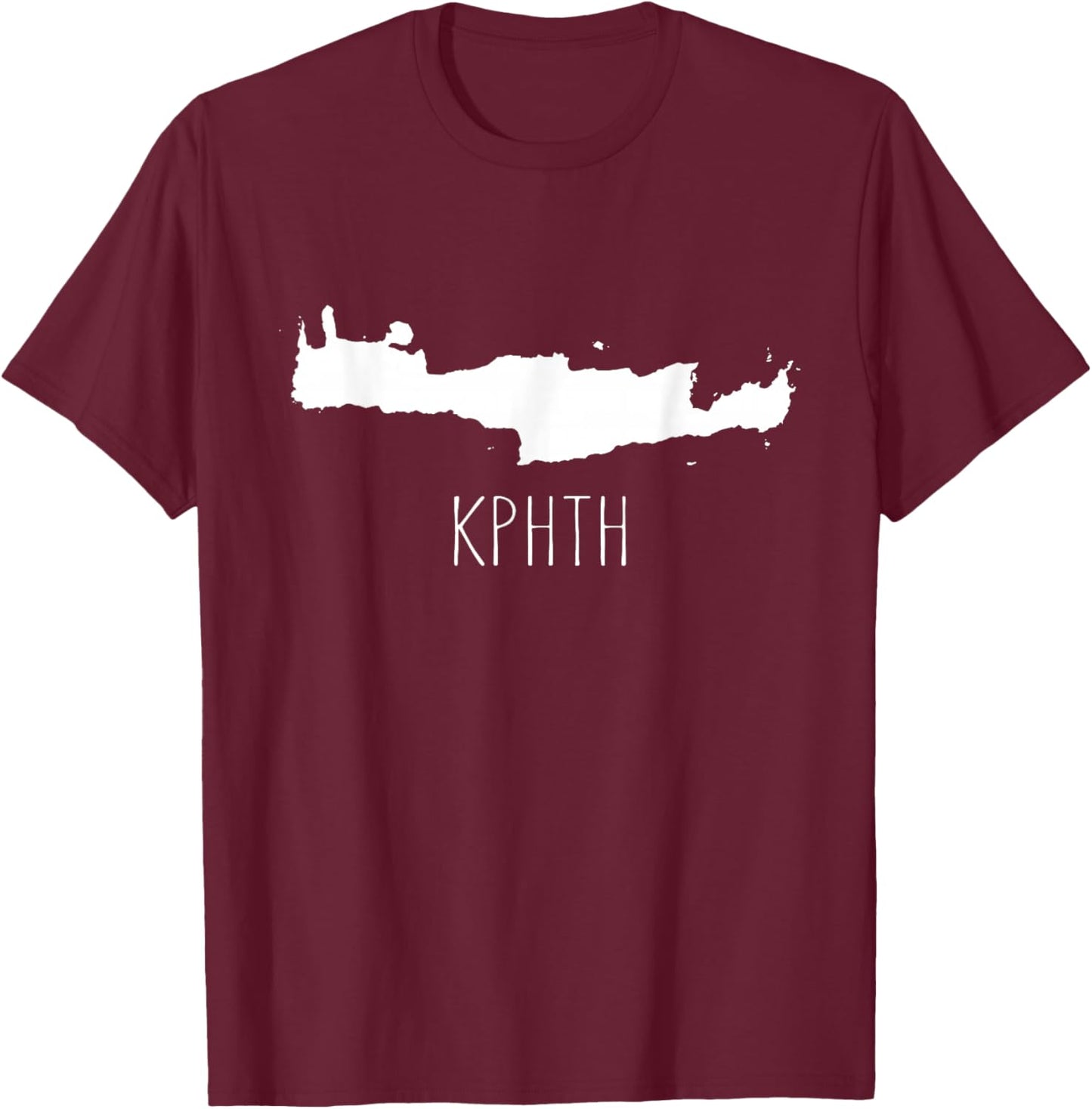 Karte von Kreta, Griechenland und "Kreta" auf Griechisch T-Shirt - T-Shirt | Maroon