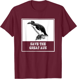 Save The-Great Auk Funny Extinct Animal Weird Bird T-Shirt - T-Shirt | Maroon